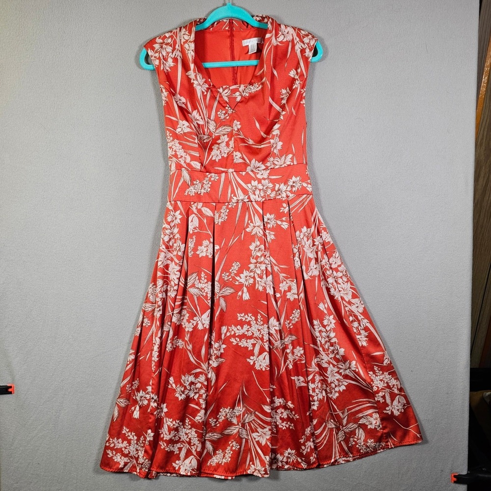 London Times Women's Floral Sleeveless Fit and Flare‎ Midi Dress